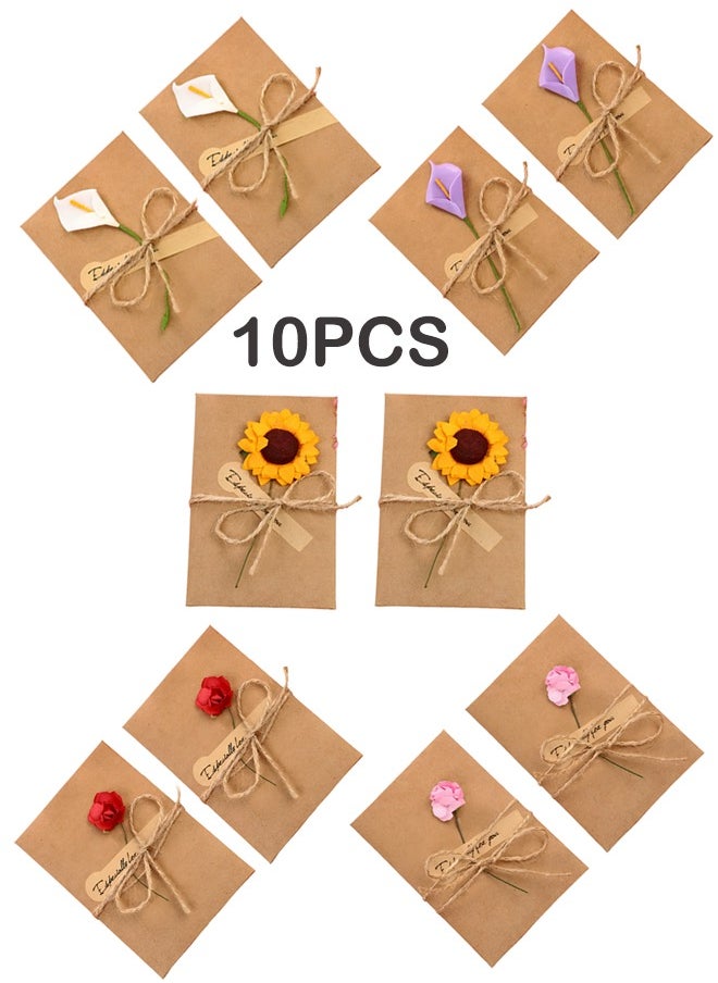 CSDONA 10 Pieces Gift Cards Handmade Dried Flower Greeting Cards with Kraft Paper Envelope Jute Twine  Birthday  Wedding Gift  - Image 2