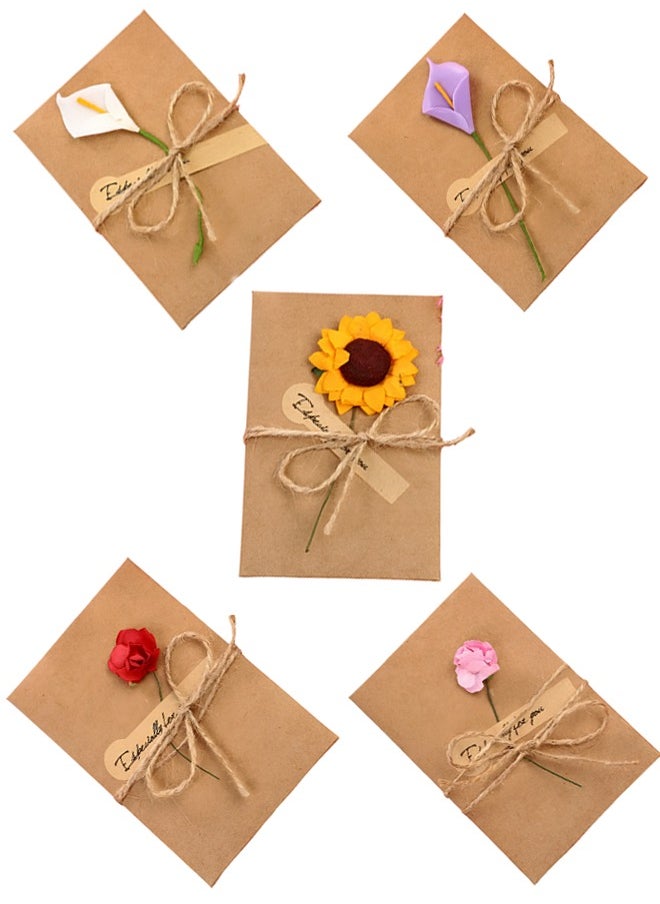 CSDONA 10 Pieces Gift Cards Handmade Dried Flower Greeting Cards with Kraft Paper Envelope Jute Twine  Birthday  Wedding Gift  - Image 1