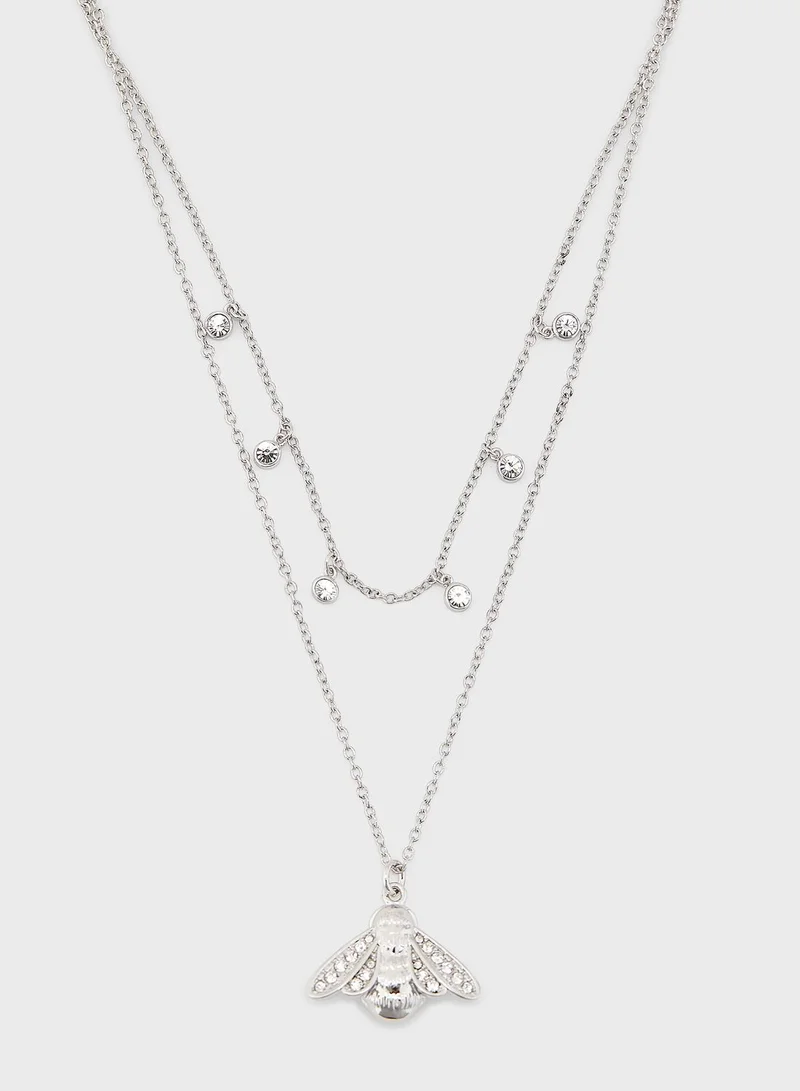 OLIVIA BURTON Glitter Bee Double Layered Necklace