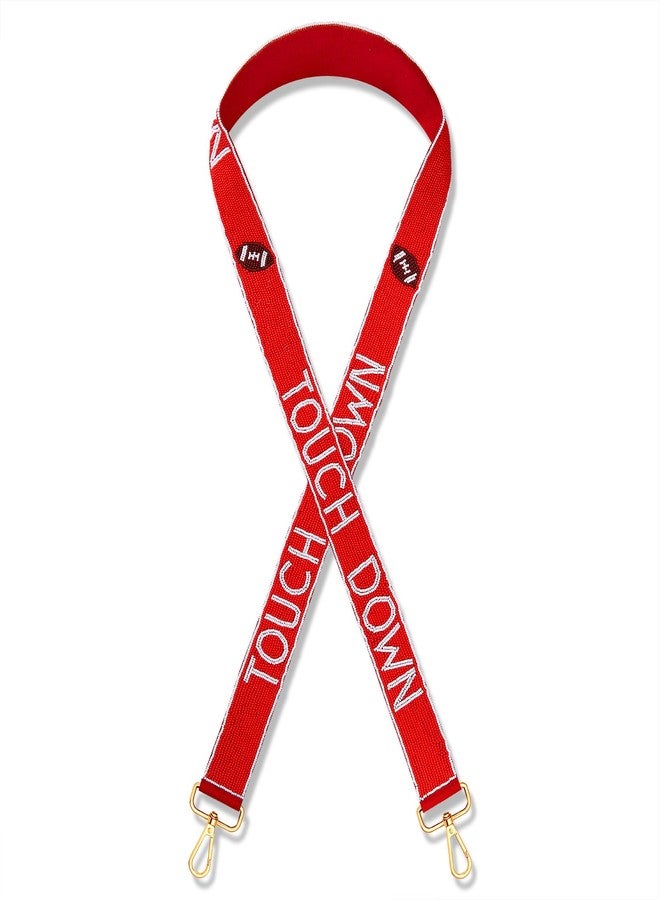 بودرير حزام حقيبة يد مطرز من بوديرير، حزام بديل لحقيبة كروسبودي، حزام كتف عريض للحقائب (أحمر-أبيض) - Image 1