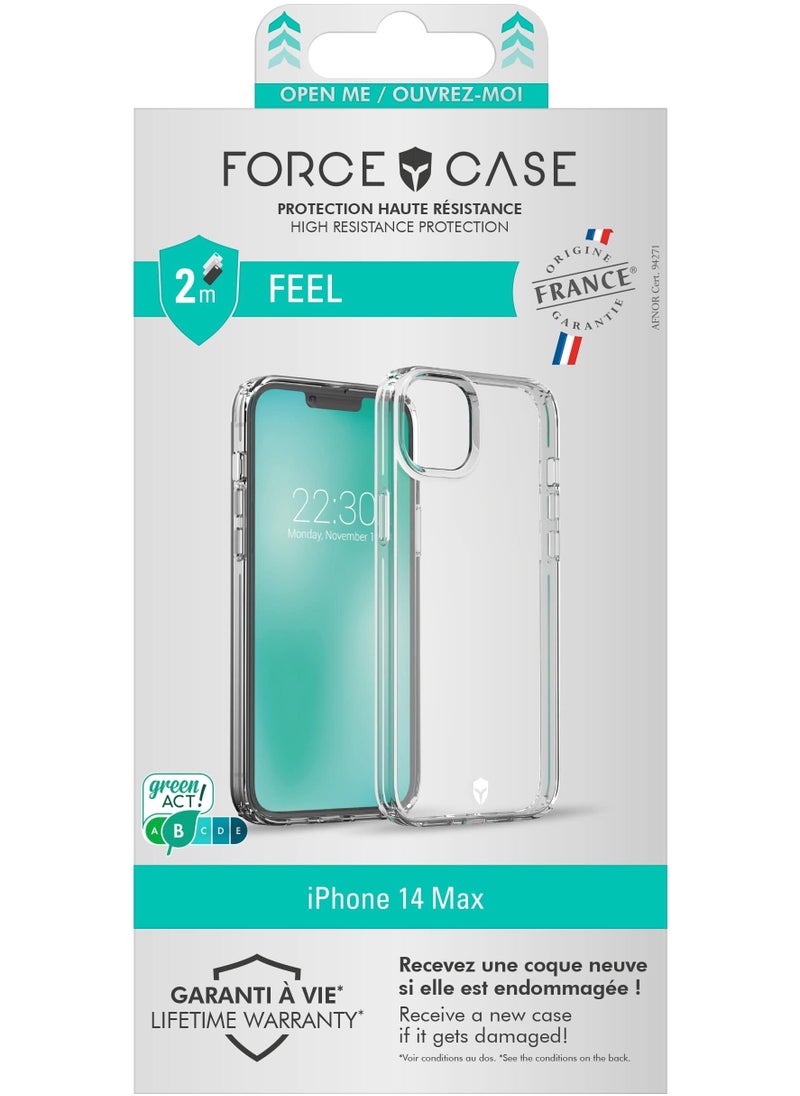 FORCE Force Case  iPhone 14 Max FEEL Made in France Reinforced Case Lifetime Warranty Transparent - 50% Recycled plastic  - Image 1