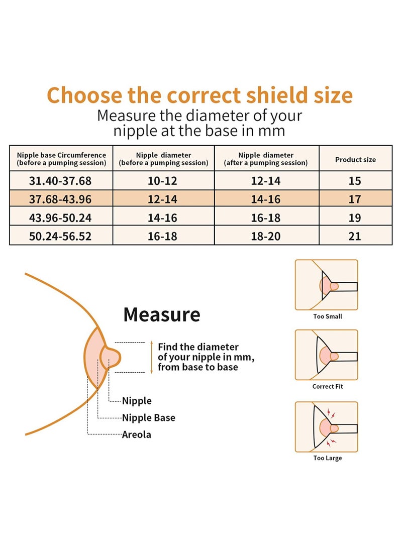 SYOSI 4 قطع حشوات مقاس 17 مم و19 مم لمضخة Momcozy S9 S12 S9pro S12pro Lansinoh Bellababy استبدال حشوة درع مضخة الثدي القابلة للارتداء لتقليل 24 مم إلى 17 مم 19 مم - Image 5