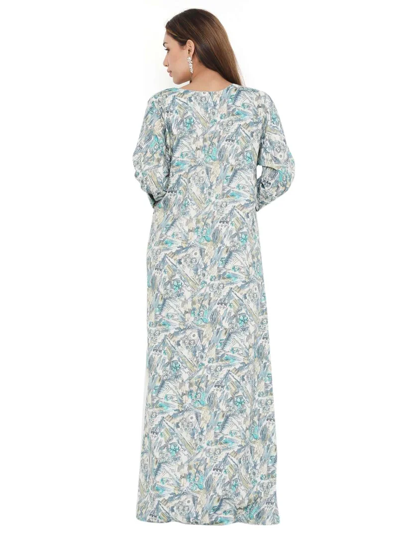 HANA & SARA HIGH QUALITY VISCOSE JALBIYA WITH MULTICOLOR THICK THREAD EMBROIDERY ARABIC KAFTAN JALABIYA DRESS