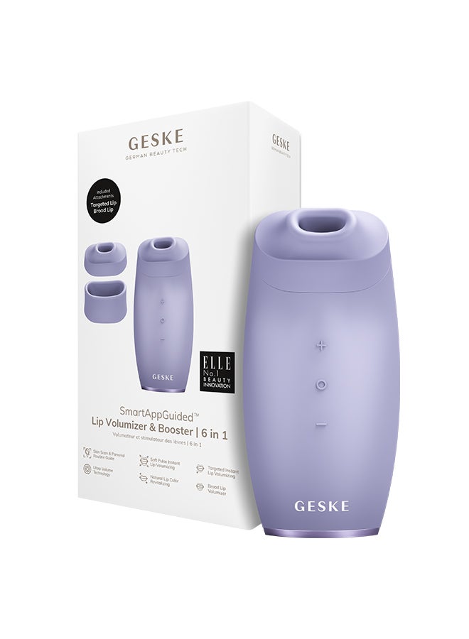 GESKE Lip Volumizer & Booster | 6-in-1 Electric Lip Suction Plumper Device |Targeted Lip Volumizing and Natural Color Revitalizer| 3 Pulsing Modes, 2 Exchangeable Attachments- Purple - Image 1