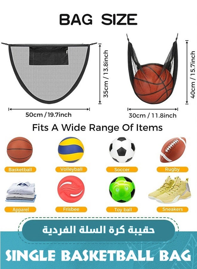 Single Ball Bag with Zipper Pocket Mesh Shoulder Bag with Buckle Clip Sport Equipment Storage Net for Carring Basketball Soccer Volleyball Rugby, Swim Beach Bag Gym Sports Crossbody Bag - Image 5