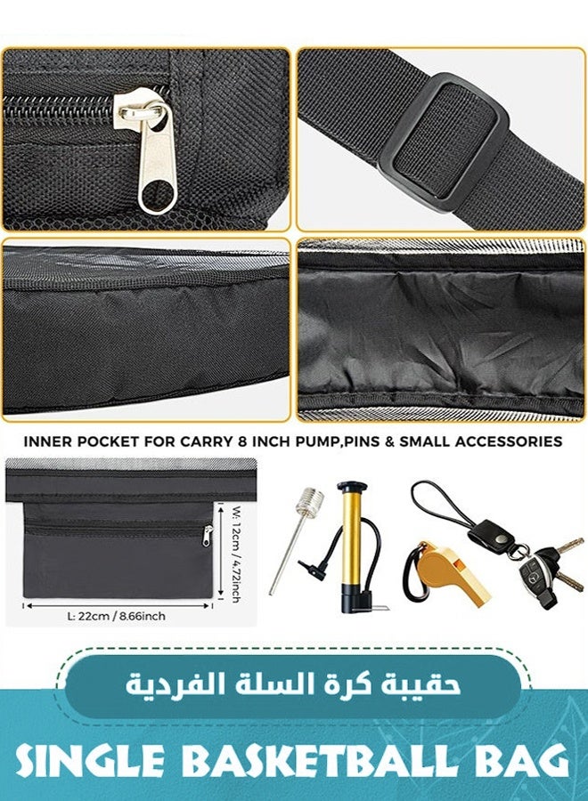 Single Ball Bag with Zipper Pocket Mesh Shoulder Bag with Buckle Clip Sport Equipment Storage Net for Carring Basketball Soccer Volleyball Rugby, Swim Beach Bag Gym Sports Crossbody Bag - Image 2