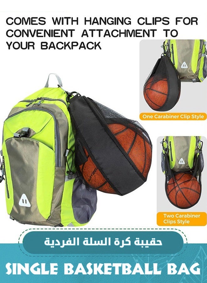 Single Ball Bag with Zipper Pocket Mesh Shoulder Bag with Buckle Clip Sport Equipment Storage Net for Carring Basketball Soccer Volleyball Rugby, Swim Beach Bag Gym Sports Crossbody Bag - Image 3