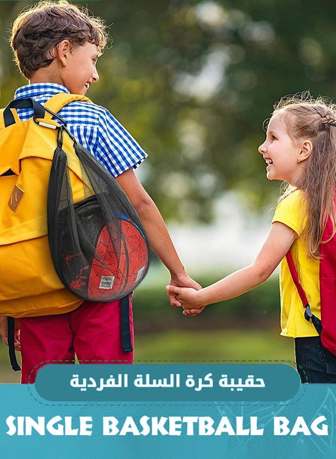 Single Ball Bag with Zipper Pocket Mesh Shoulder Bag with Buckle Clip Sport Equipment Storage Net for Carring Basketball Soccer Volleyball Rugby, Swim Beach Bag Gym Sports Crossbody Bag - Image 4