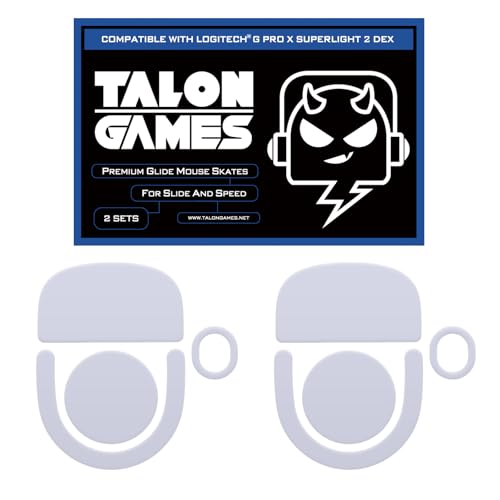 TALONGAMES 2Sets of TALONGAMES Rounded Curved Edges Mouse Skates Feet Compatible with Logitech G PRO X Superlight 2 DEX Wireless Gaming Mouse Feet Replacement,0.8mm,Pure PTFE Material Super Smooth Glide Pads - Image 1