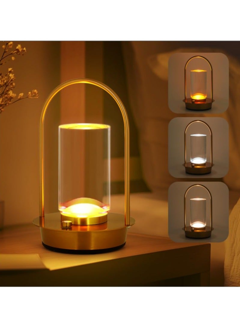 Bukela Modern Acrylic LED Table Lamp with Arched Metal Frame-Knob Control,Adjustable Brightness,Tri-Color Light Options, Energy-Efficient,Ideal for Bedroom,Living Room,Office.(Gold) - Image 1