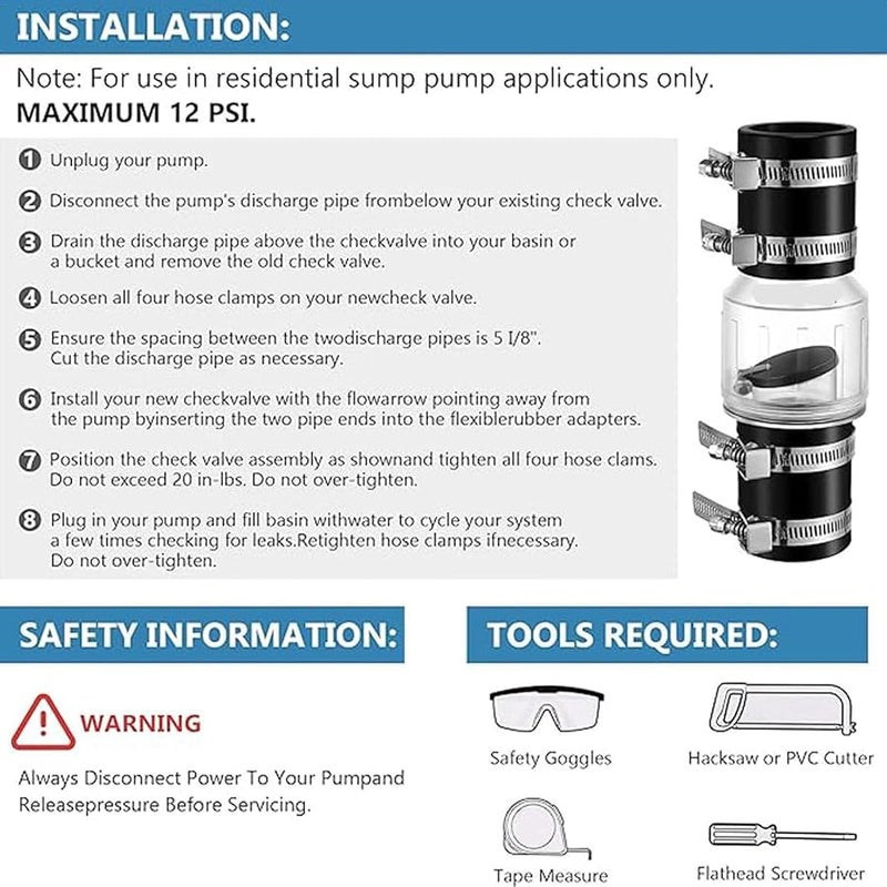 Silent Spring Loaded Flapper Check Valve 2 Inch PVC Backflow Preventer for Sump Pump - Image 5