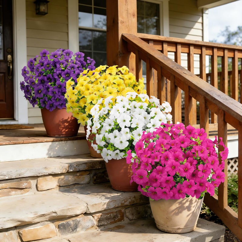 Besteek 20 Bundles Artificial Petunias Flowers for Outdoors, Faux Silk Flowers UV Resistant Realistic Fake Plants for Outside Planters Porch Patio Yard Garden Spring Summer Home Decor, Multicolor - Image 4