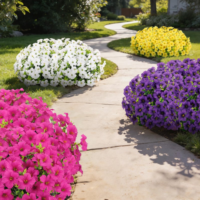 Besteek 20 Bundles Artificial Petunias Flowers for Outdoors, Faux Silk Flowers UV Resistant Realistic Fake Plants for Outside Planters Porch Patio Yard Garden Spring Summer Home Decor, Multicolor - Image 5