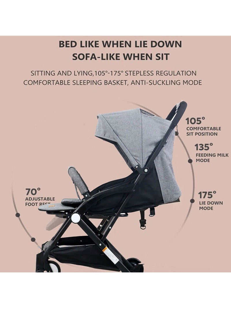 Everything For Kids Ultra Lightweight Compact Folding Travel Cabin Stroller For Baby 5-Point Safety Harness - Image 4