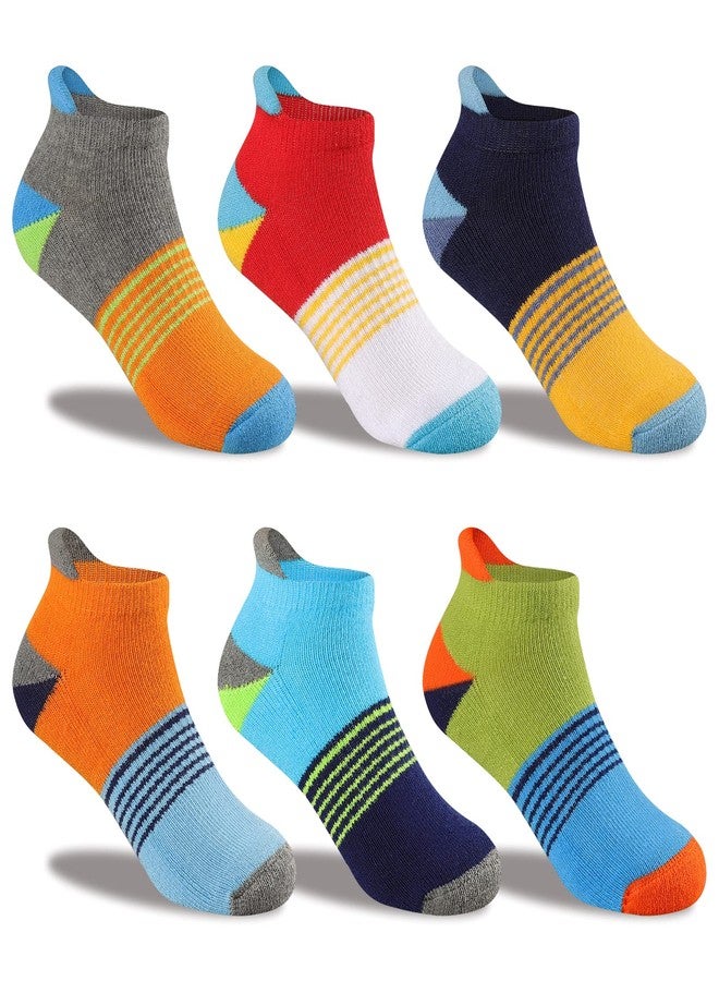 Comfoex Boys Ankle Socks 4-6, 6-8, 8-10 Years - Athletic Cotton Socks For Kids - Short Half Cushioned - 6 Pairs - Image 1
