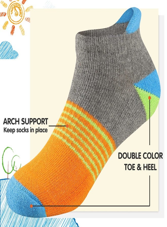 Comfoex Boys Ankle Socks 4-6, 6-8, 8-10 Years - Athletic Cotton Socks For Kids - Short Half Cushioned - 6 Pairs - Image 3