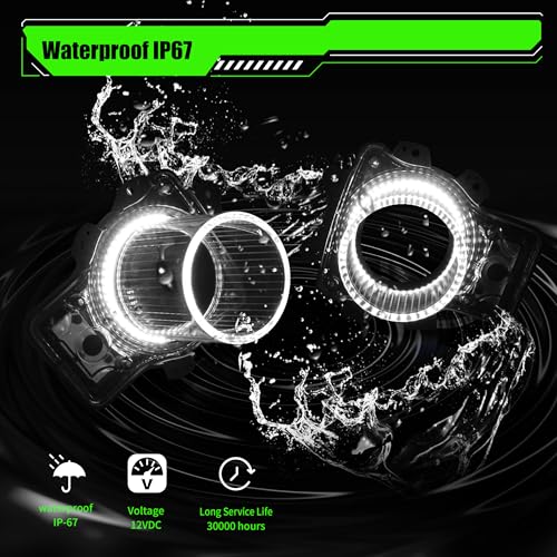 KAKABAS Plug and Play LED Headlamps Air Inserts Assembly Waterproof, Dustproof Compatible with 2015-2020 Dodge Challenger Headlights Bulbs, Super Bright Red or White Lights(White Lights, 2PCS) - Image 3