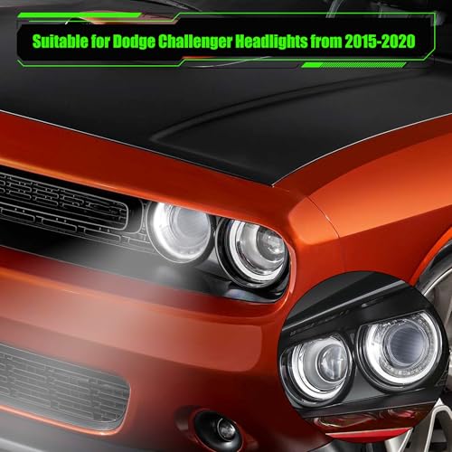 KAKABAS Plug and Play LED Headlamps Air Inserts Assembly Waterproof, Dustproof Compatible with 2015-2020 Dodge Challenger Headlights Bulbs, Super Bright Red or White Lights(White Lights, 2PCS) - Image 5