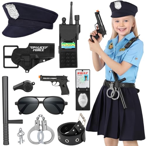 Luucio Girls Police Officer Costume for Kids Halloween Costume for Girls Role Play Kit for Toddlers - Image 1