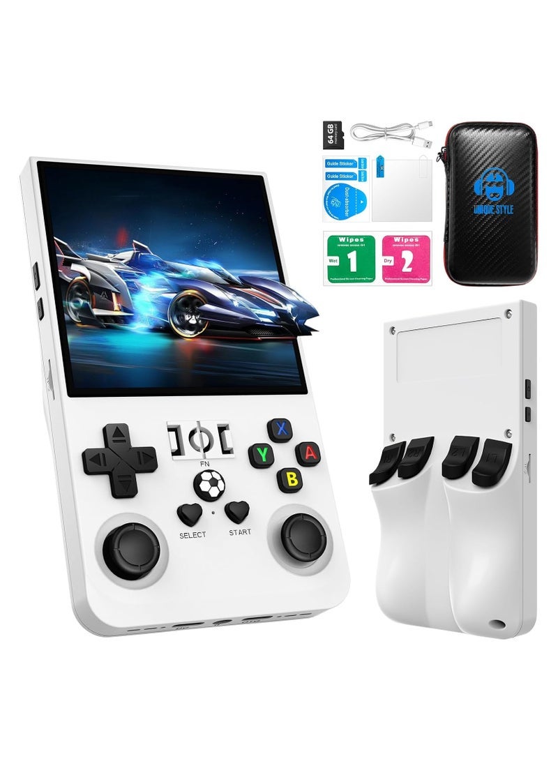 JAJEEK R36MAX Handheld Game Console, 2025 New Upgrade R36S Game Console, Portable Hand Held Open Source Linux System 4.0-in 4k HD IPS Screen Video Player (White-64GB) - Image 1