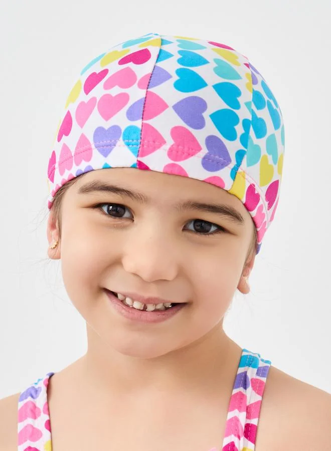Styli Styli Set of 3 - Heart Print Swim Top, Skirt and Cap