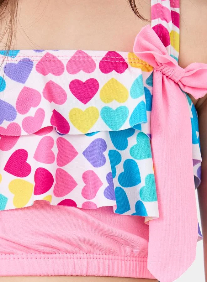 Styli Styli Set of 3 - Heart Print Swim Top, Skirt and Cap