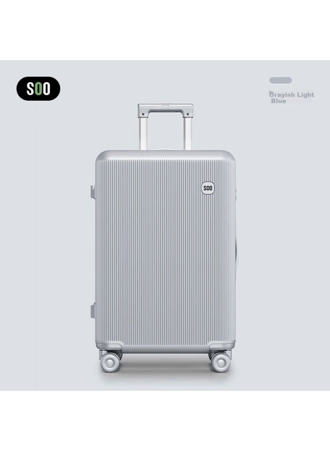 Soo 20-inch Luggage Suitcase For Women, Small Travel Trolley Case With Password Lock, Carry-on, Grayish Light Blue - Image 1