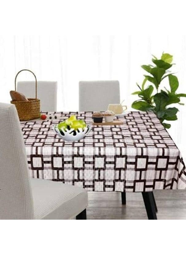 craft city - CRAFT CITY PVC 6 Seater Dining Table Cover|Waterproof & Heat Resistant (54 by 78, Brown Check) - Image 1