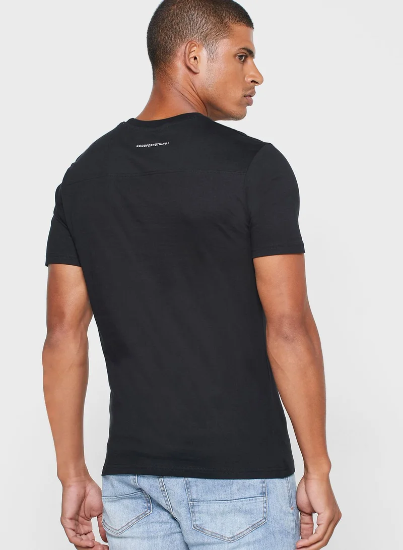 GOOD FOR NOTHING Butterfly Back Logo Tape T-Shirt