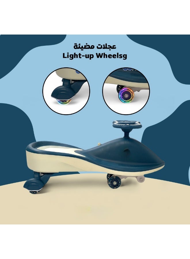 البدر سيارات ماجيك سوينغ للاطفال من البدر، سيارة ركوب تويستر ماجيك للاطفال مع عجلات LED، سيارة دفع للاطفال مع مقعد مضيء، سيارة ركوب سحرية تويستر اقوى وانعم للاطفال مع موسيقى، ازرق غامق، من البدر  - Image 2