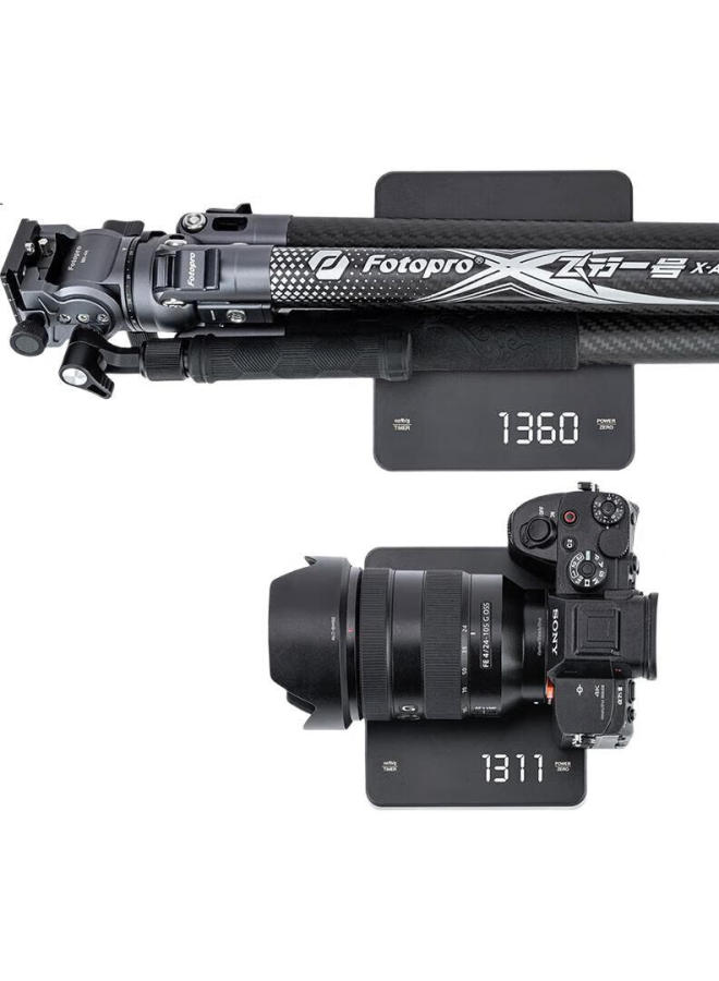 Fotopro Flight One Video Hydraulic Ball Head Integrated Camera Tripod For Mirrorless And Dslr Photography And Videography, Without Center Column, Carbon Fiber, Original Carbon Gray, Includes Phone Clamp - Image 1