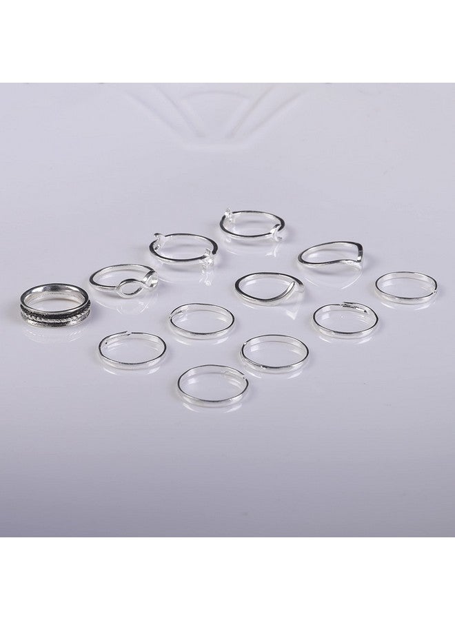 BERYUAN Women 12Pcs Rings Silver Rings For Teen Girls Women Ring Set Rings Size 5 6 7 8 - Image 3
