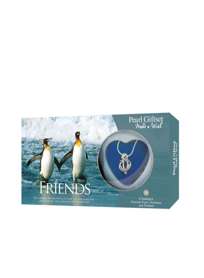 GLOBAL JOURNEY MEDIA Pearl Gift Set - Real Pearl Necklace with Friends Pendant Design - Image 1