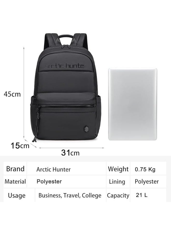أركتيك هانتر حقيبة ظهر Arctic Hunter Compact للرجال والنساء، خفيفة الوزن، بسعة 21 لترًا، مناسبة ليوم واحد، مقاس 15.6 بوصة، حقيبة ظهر أنيقة مقاومة للماء للكمبيوتر المحمول، مناسبة للمكتب والجامعة. - Image 2