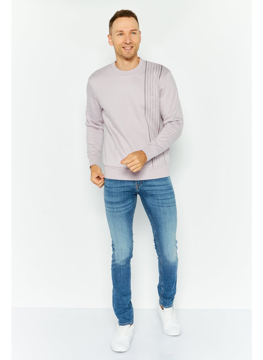 ESPRIT Men Crew Neck Long Sleeves Graphic Sweatshirt, Lilac  - Image 2