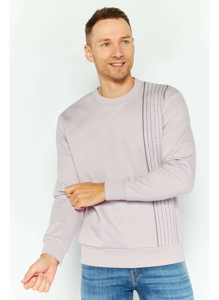 ESPRIT Men Crew Neck Long Sleeves Graphic Sweatshirt, Lilac  - Image 1
