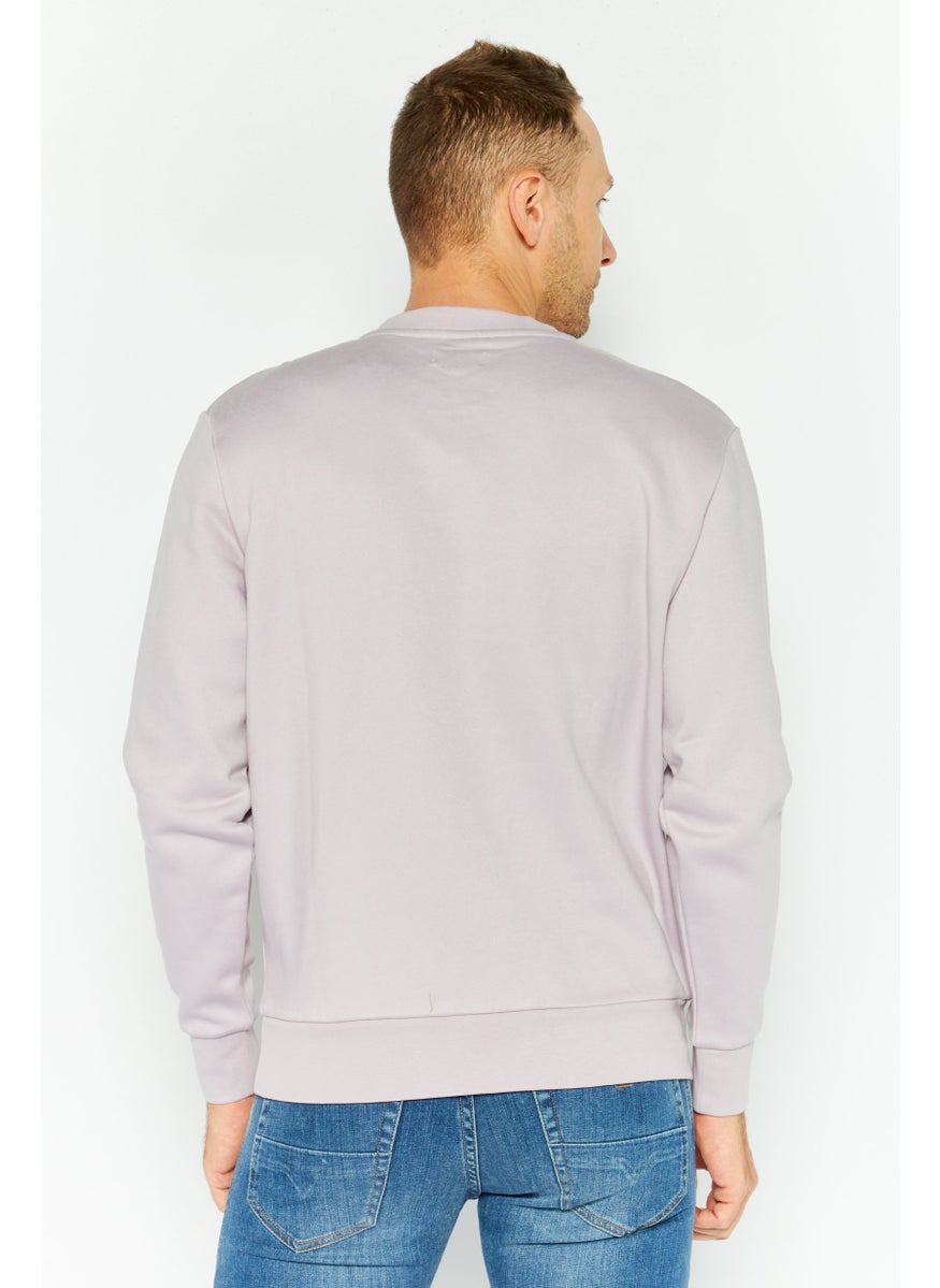 ESPRIT Men Crew Neck Long Sleeves Graphic Sweatshirt, Lilac  - Image 4