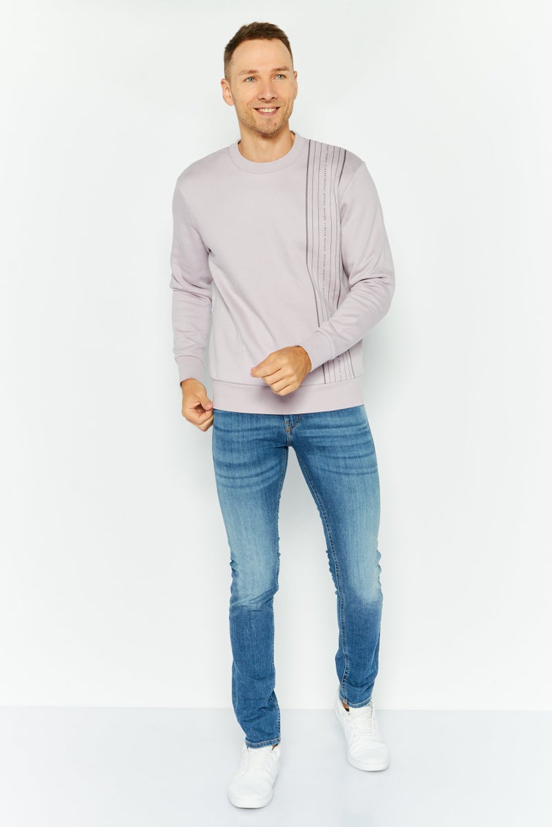 ESPRIT سويت شيرت جرافيك بأكمام طويلة للرجال، ليلك - Image 2