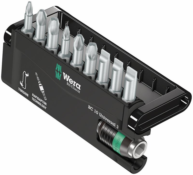 Wera 05073410001 BitCheck Set 86009TZ SB Torsion ExtraTough with Rapidaptor for DrillDrivers Metal Jointing SL PZ PH 10pc - Image 2