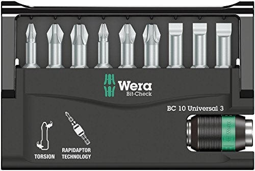 Wera 05073410001 BitCheck Set 86009TZ SB Torsion ExtraTough with Rapidaptor for DrillDrivers Metal Jointing SL PZ PH 10pc - Image 3
