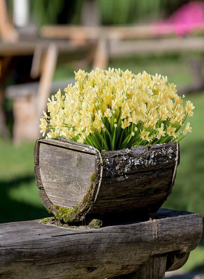 URSTOUD 6 Bundles Artificial Daffodils Flowers, Fake Artificial Greenery UV Resistant No Fade Faux Plastic Plants for Wedding Bridle Bouquet Outdoor Home Garden Kitchen Office Table Vase (Yellow) - Image 3