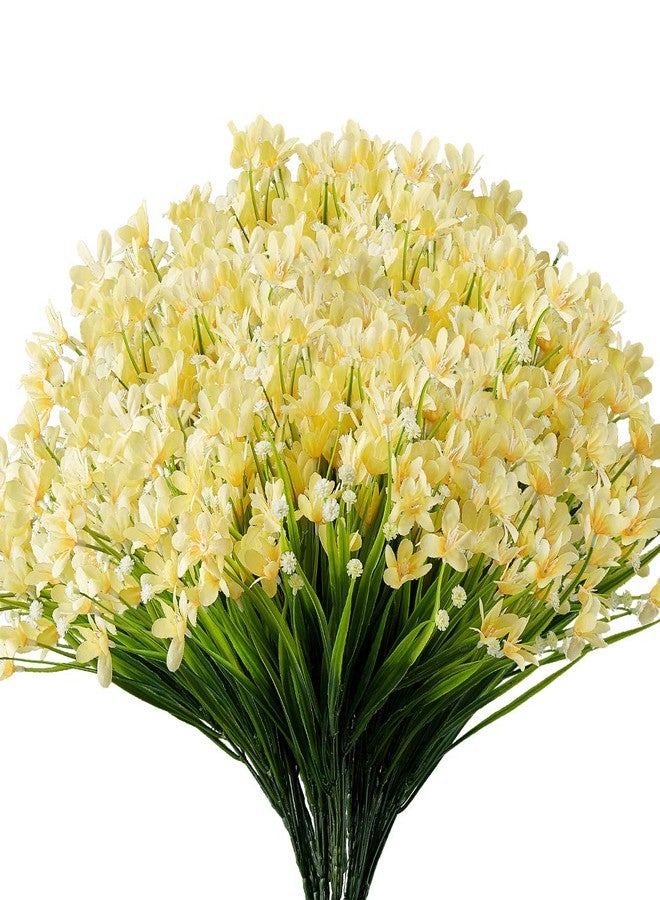 URSTOUD 6 Bundles Artificial Daffodils Flowers, Fake Artificial Greenery UV Resistant No Fade Faux Plastic Plants for Wedding Bridle Bouquet Outdoor Home Garden Kitchen Office Table Vase (Yellow) - Image 1