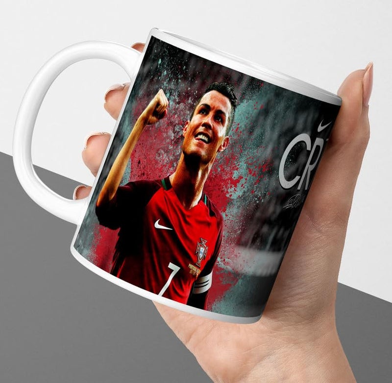 PrintingZone Compatible Print with Ronaldo Mug CR7 Printed Cup Microwave Safe Ceramic Coffee Mug 350ml Pack of 1NDM179 - Image 1