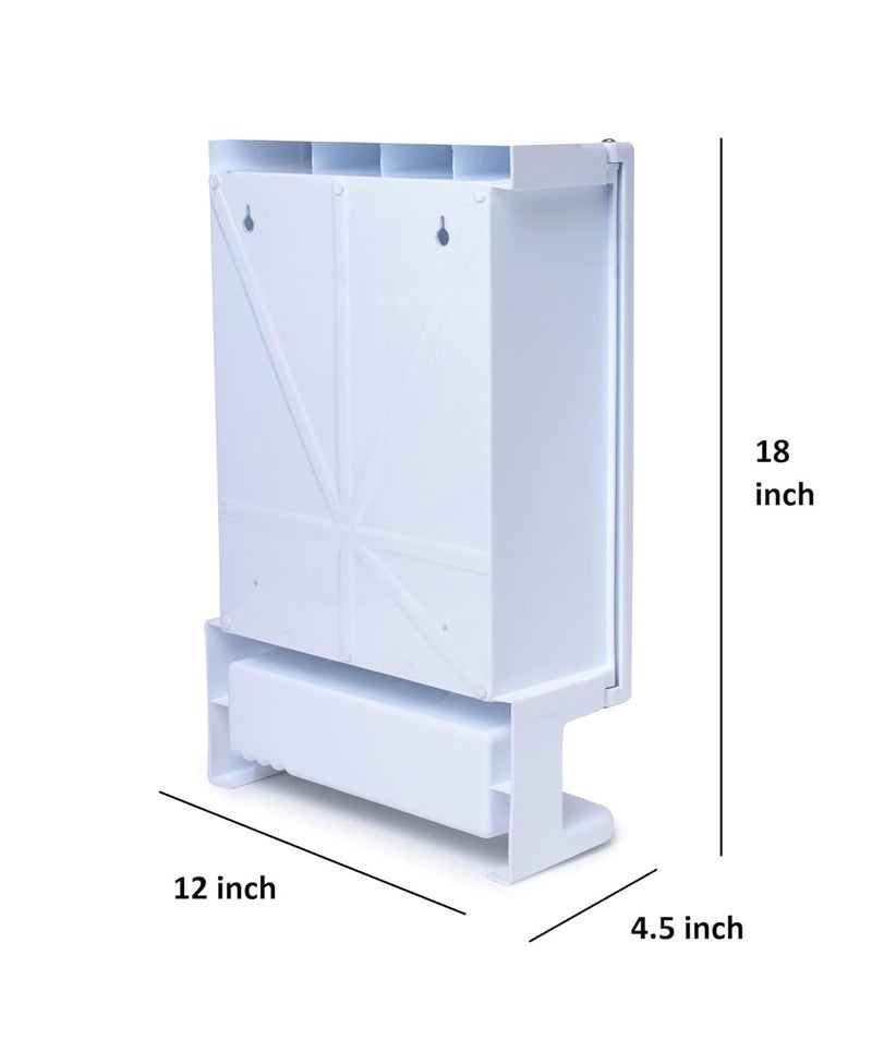 zahab Elegant White New Look Full Mirror Door Bathroom Cabinet 12 x 45 x 18 inch White - Image 3
