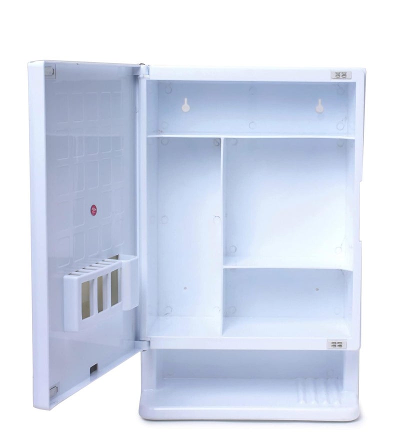 zahab Elegant White New Look Full Mirror Door Bathroom Cabinet 12 x 45 x 18 inch White - Image 4