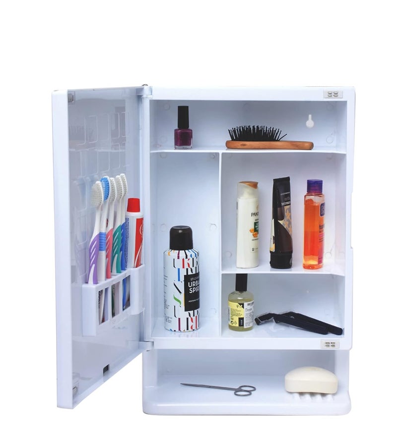 zahab Elegant White New Look Full Mirror Door Bathroom Cabinet 12 x 45 x 18 inch White - Image 5