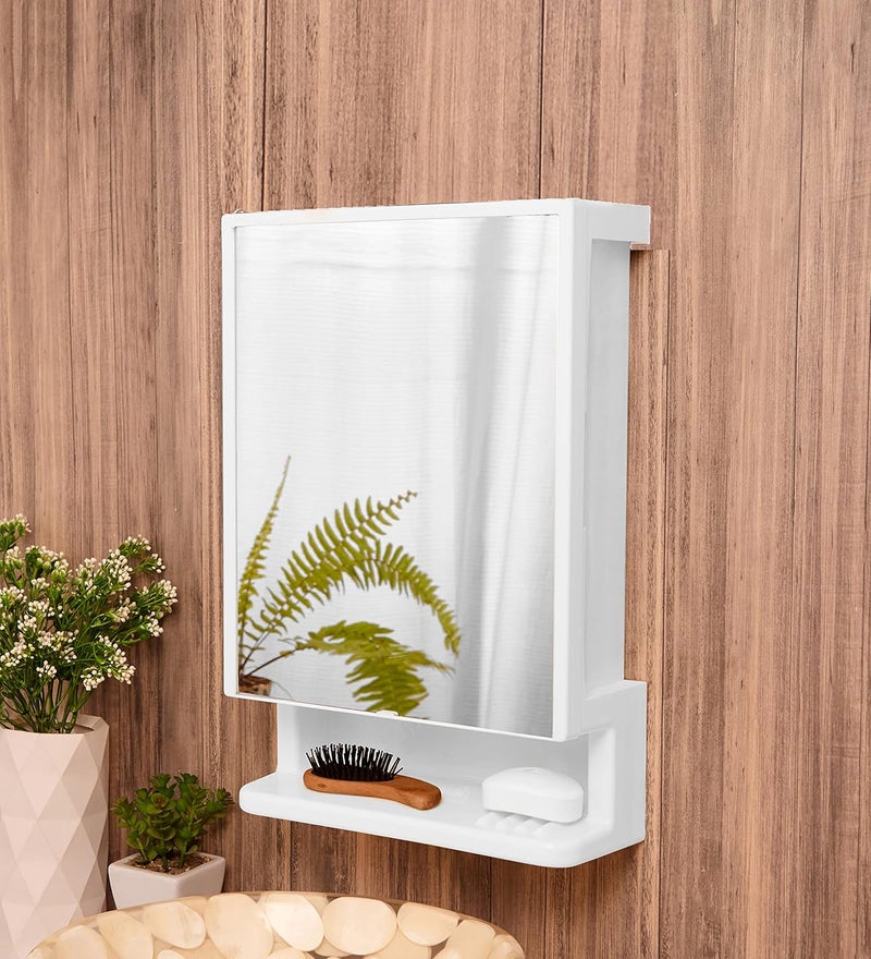 zahab Elegant White New Look Full Mirror Door Bathroom Cabinet 12 x 45 x 18 inch White - Image 2