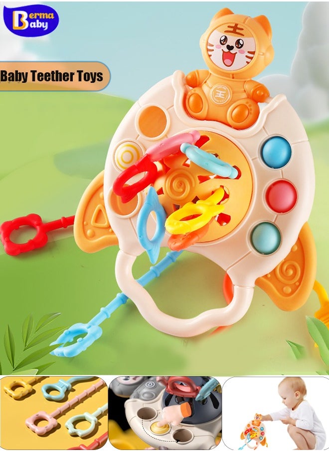 Berma Baby ألعاب تعليمية للأطفال الرضع، ألعاب حسية للأطفال، ألعاب نشاط حبل سحب من السيليكون الآمن غذائيًا، ألعاب حسية لتنمية تسنين الطفل، ألعاب حركية دقيقة، هدايا عيد ميلاد للأطفال الصغار من الأولاد والبنات، مناسبة للأطفال من عمر 1 إلى 2 سنة.  - Image 1