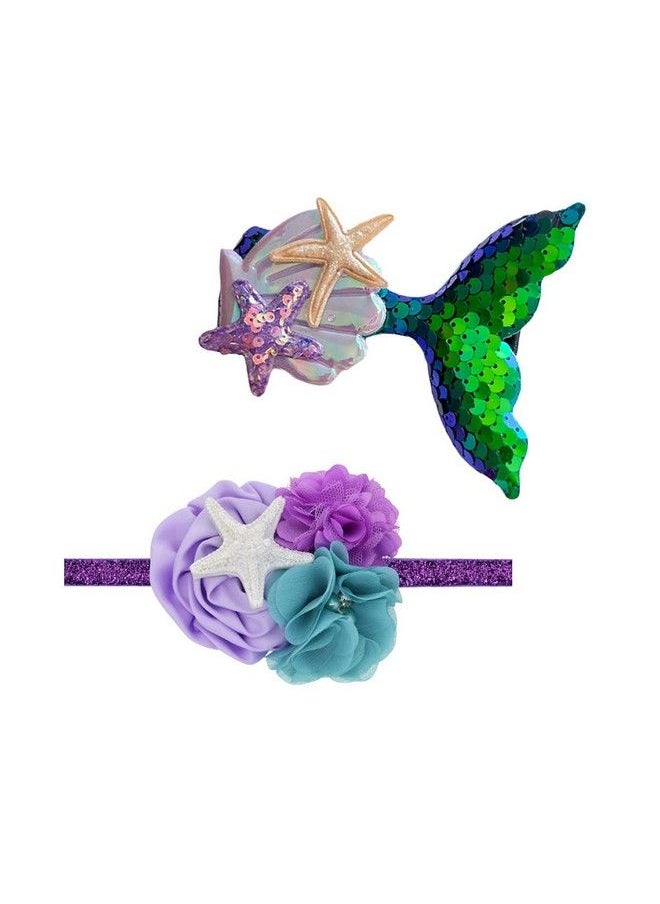 JustMyDress Baby Headband Fish Scales Bowknot Mermaid Turban With Tie Knotted Hair Bow Band Jb33 (Setp2)  - Image 2