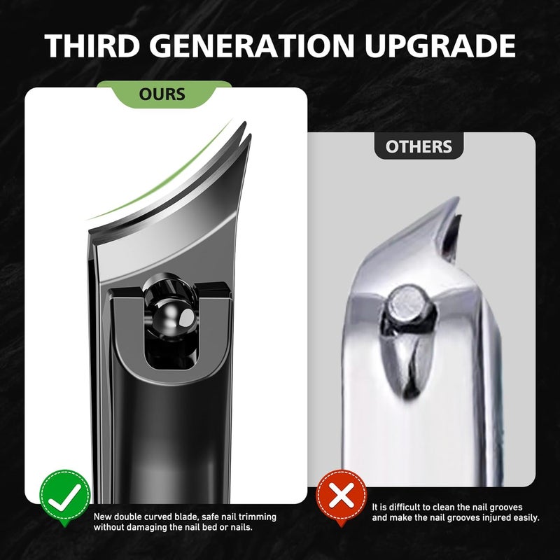 Baluca Slanted Curved Blade Ingrown Toenail Clippers for Thick Toenails, Angled Toe Nail Fingernail Cutter Trimmer for Seniors and Men - Black - Image 4